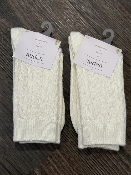 Auden Accessories - Lot Of 2 -Auden Boot Socks Womens 4-10 White 2 Pairs Crew Super Soft Cozy